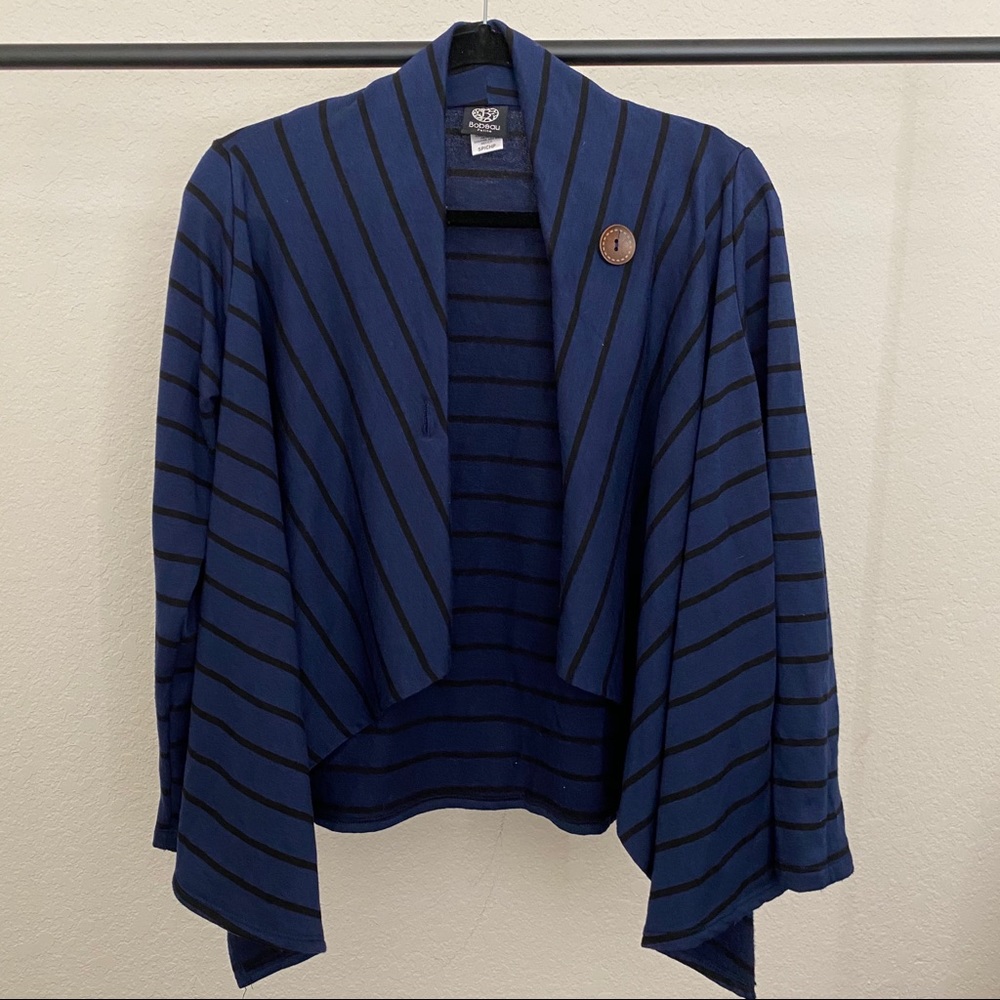 Bobeau One-Button Fleece Wrap Cardigan
